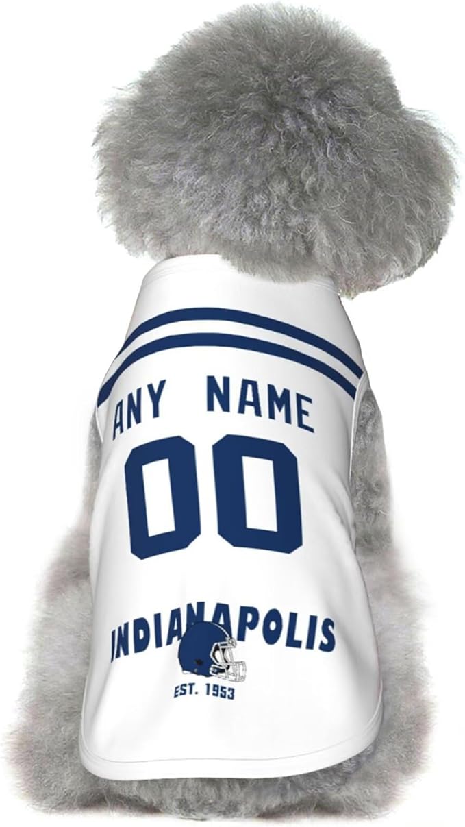 Indianapolis Dog Clothes Jersey Pet Jersey Customized Any Name & Number S-5XL for Small Middle and Big Dogs