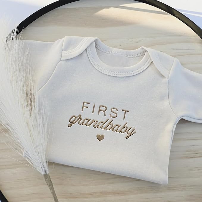 COUPLEHOODIES Personalized Baby Onesie Bodysuit – Custom Embroidery Gift for Pregnancy Reveal Baby Shower or First Grandchild