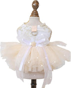 Fashion Sweet Puppy Dog Blingbling Princess Skirt Pet Dog Lace Cake Camisole Tutu Dress E-White XS