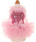 Fashion Sweet Puppy Dog Blingbling Princess Skirt Pet Dog Lace Cake Camisole Tutu Dress Pink Small