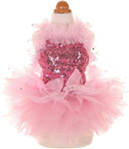 Fashion Sweet Puppy Dog Blingbling Princess Skirt Pet Dog Lace Cake Camisole Tutu Dress Pink X-Small
