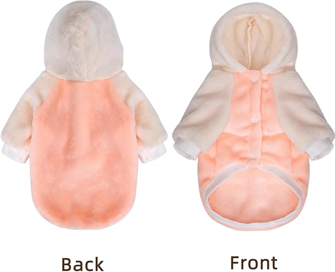 FabriCastle Dog Hoodie Sweater for Small Dogs Boy and Girl, Dog Clothes S XS XXS Puppy Sweatshirt, Pet Outfit, Cat Clothing Super Soft Warm Snap On Closure (Peach-Cream, Small)