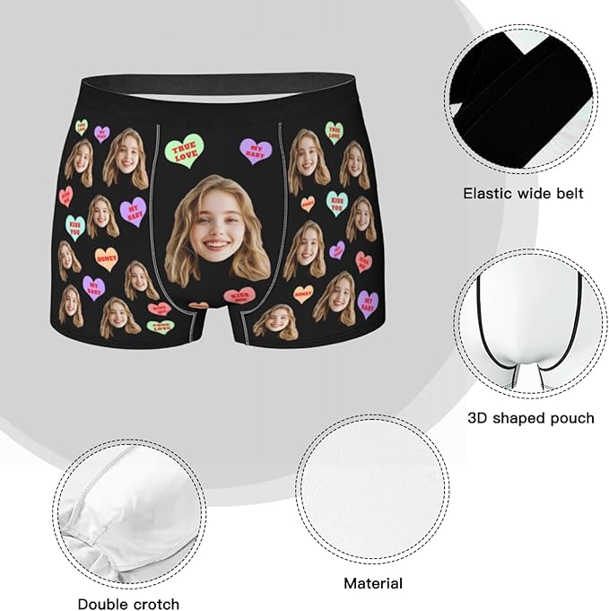 Personalized Underwear for Men with Face Custom Face Boxers Customized Boxer Briefs Funny Gifts for Him Husband Boyfriend