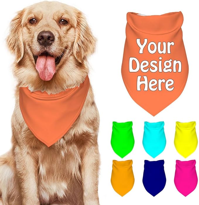 Customize Pet Scarfs Custom Dog Bandana Add Your Photo Name Text Image Personalized Triangular Head Scarf for Small Medium Large Dogs Cats Pets, Coral