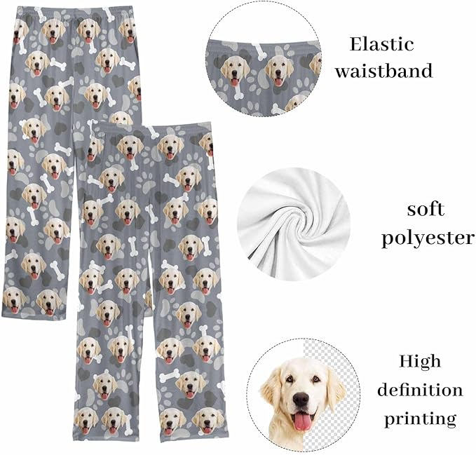 Custom Couple Pajama Pants Sock with Funny Face, Personalized PJ Anniversary Birthday Women Men Pants