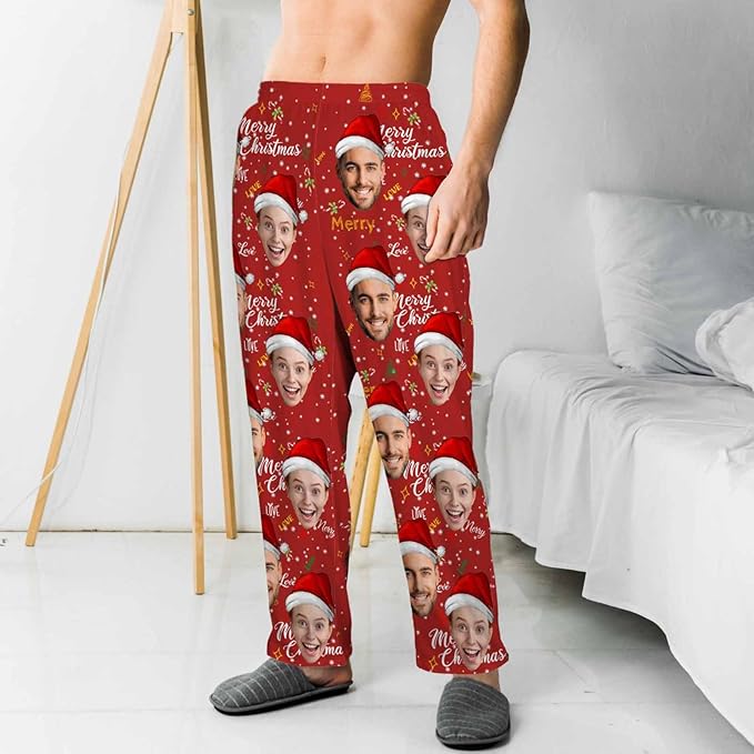 MyPupSocks Customized Face Pajamas Pants Sleep Bottoms for Men Women XS-2XL