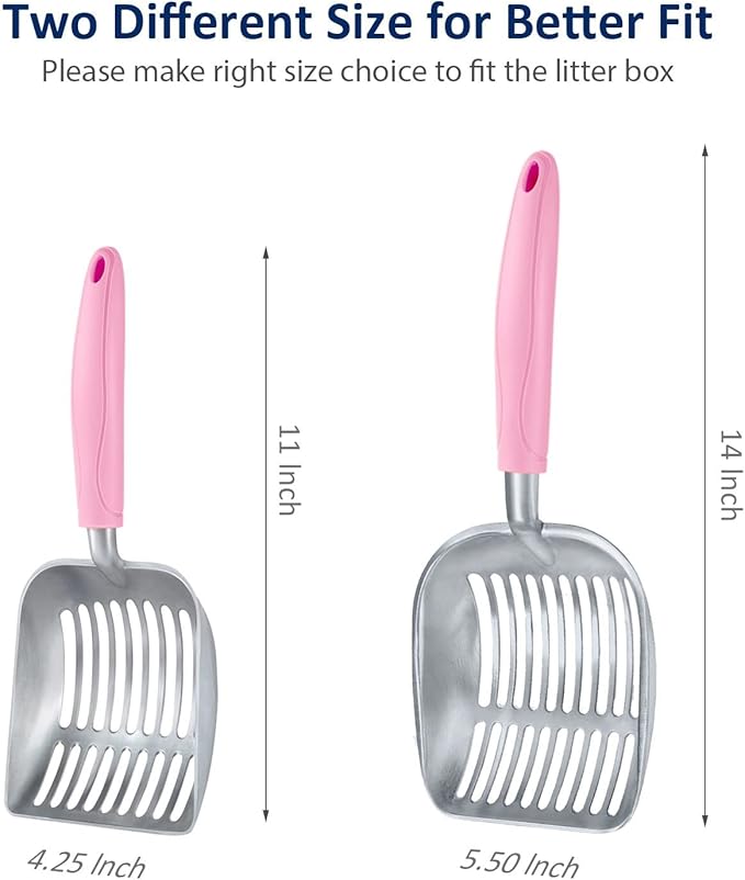 WePet Cat Litter Scoop, Aluminum Alloy Sifter, Kitty Metal Scooper, Deep Shovel, Long Handle, Poop Sifting, Kitten Pooper Lifter, Durable, Heavy Duty, for Litter Box