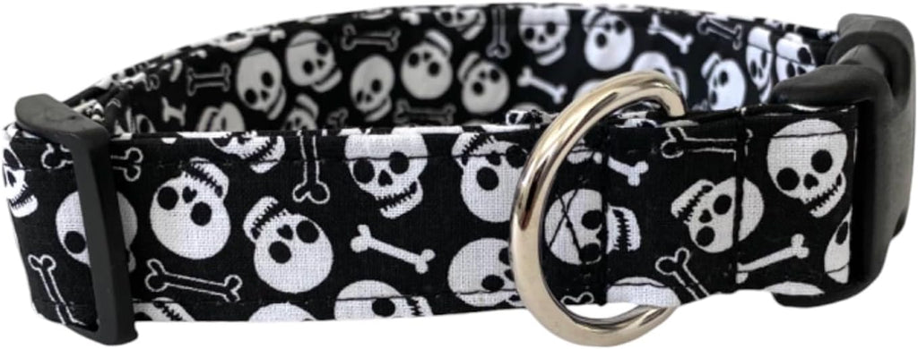 Skulls and Bones Dog Collar (X-Large (1/5" wide))