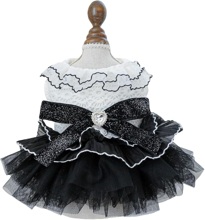 Fashion Sweet Puppy Dog Blingbling Princess Skirt Pet Dog Lace Cake Camisole Tutu Dress K-White-1 XL