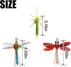 TTcat Feather Cat Toy Attachments,3 Pcs Simulation Insects Bugs Dragonfly Grasshopper Refills, Cat Toys Replacement Feathers for Cat Kitten Wand.