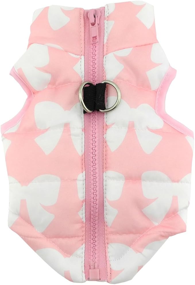 SMALLLEE_Lucky_Store New Various Pet Cat Dog Soft Padded Vest Harness Small Dog Clothes Pink Bow, Model: BFL049-Pink-L, L(Chest 17.7" Back 15.0")