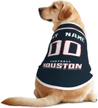 Houston Custom Pet Jersey Dog Clothes Jersey Various Sizes Customized Any Name & Number for Small & Middle and Big Dogs