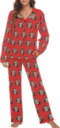MyPupSocks Custom Face Pajamas for Women Set, Personalized Photo Long Sleepwear XS-XXL