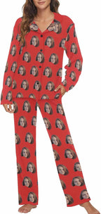 MyPupSocks Custom Face Pajamas for Women Set, Personalized Photo Long Sleepwear XS-XXL