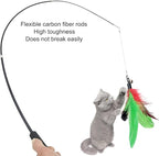 Interactive Cat Toys Set Teaser Feather Wand, Hanging Door Toy & Multiple Attachments - Telescopic Cat Fishing Pole Toy for Kitten