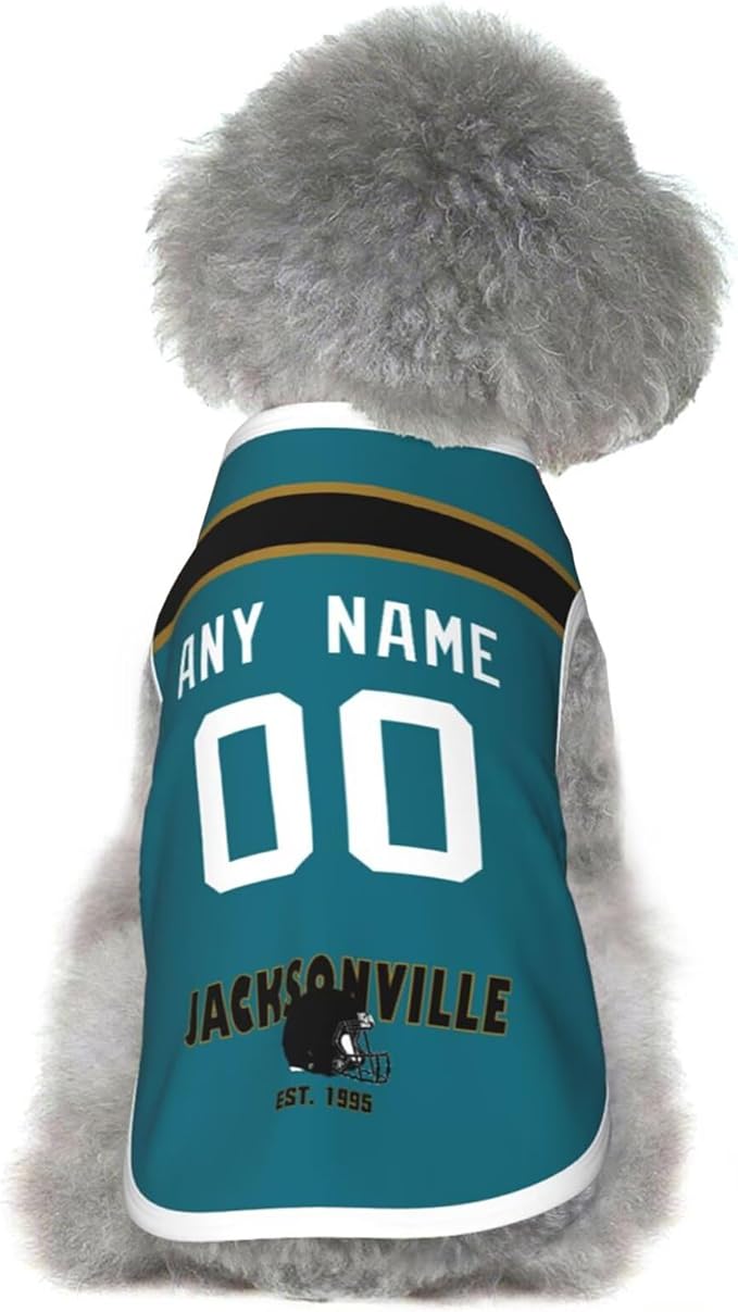 Jacksonville Dog Clothes Jersey Pet Jersey Customized Any Name & Number S-5XL for Small Middle and Big Dogs