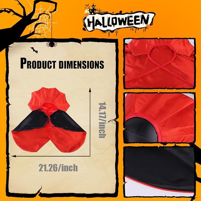 Halloween Pet Cape Costume - Vampire Cloak, Wizard Outfit, Witch Cosplay Apparel, Party Costumes for Small Medium Dogs and Cats - Pet Supplies Accessories