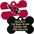 GoTags Personalized Arizona Cardinals Dog Tag, Brass Metal Bone Shape Pet ID Tag Engraved with Name and Custom Text, Every NFL Football Team Pet Apparel (Large)