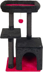 FISH&NAP Cute Cat Tree Kitten Cat Tower for Indoor Cat Condo Sisal Scratching Posts with Jump Platform Cat Furniture Activity Center Play House RedBlack