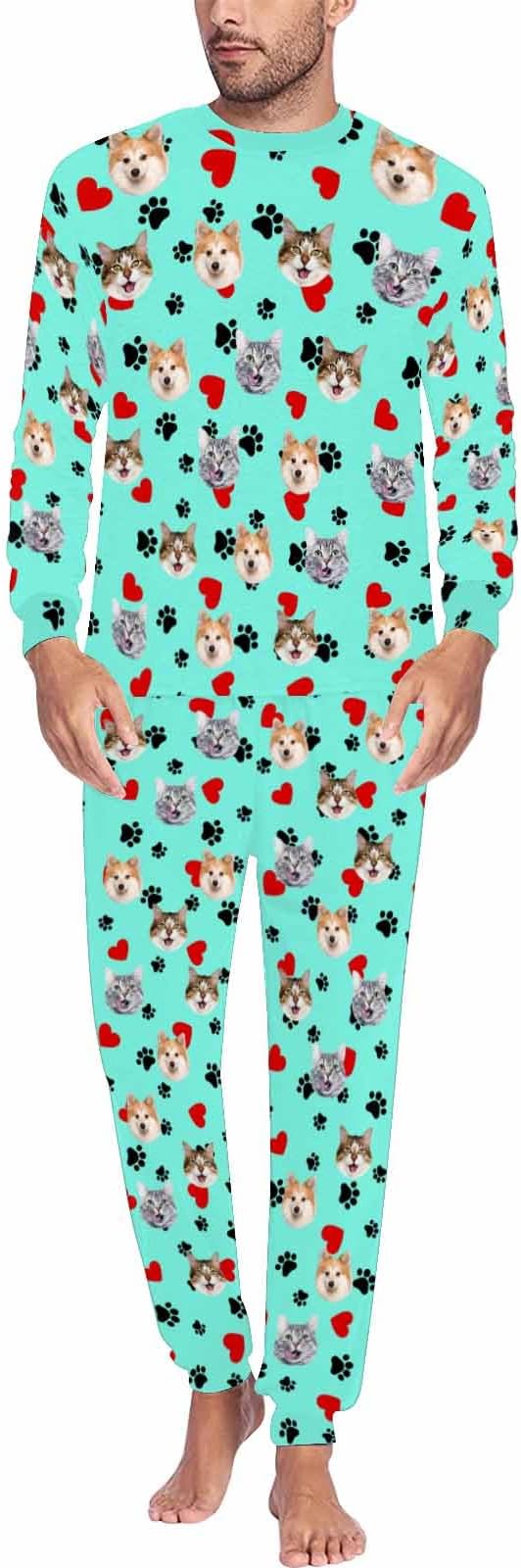 Artsadd Personalized Pajamas with Faces for Women Men Custom Christmas Pajamas Gifts for Family Couple, Funny Photo Pjs