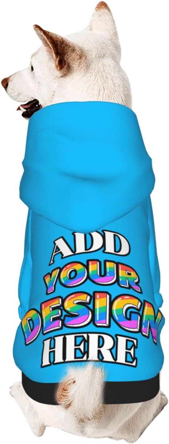 Dog Hoodie Design Your Own Personalized Pet Hoodies Small Pets Wear Shirt Customized Dog Clothes Custom Hooded Sweatshirt Pullover Text Image Dogs Puppy Cat and Kitten, Deep Sky Blue, XL,
