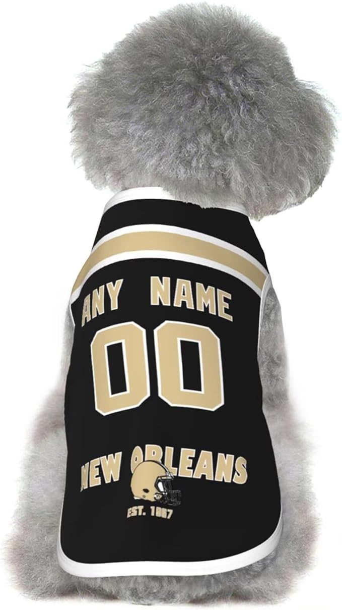 New Orleans Dog Clothes Jersey Pet Jersey Customized Any Name & Number S-5XL for Small Middle and Big Dogs