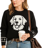 Custom Dog Knit Sweater for Women Personalized Pet Paw Print Pullover Dog Mom Gift Christmas for Pet Lovers