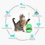 Cat Toy for Indoor Cats Wobble KittenTreat Dispensing Ball Food Dispenser Puzzle Slow Feeder Balls Kitty Stimulating Indoor Interactive Brain Game Toys Gift (Green)