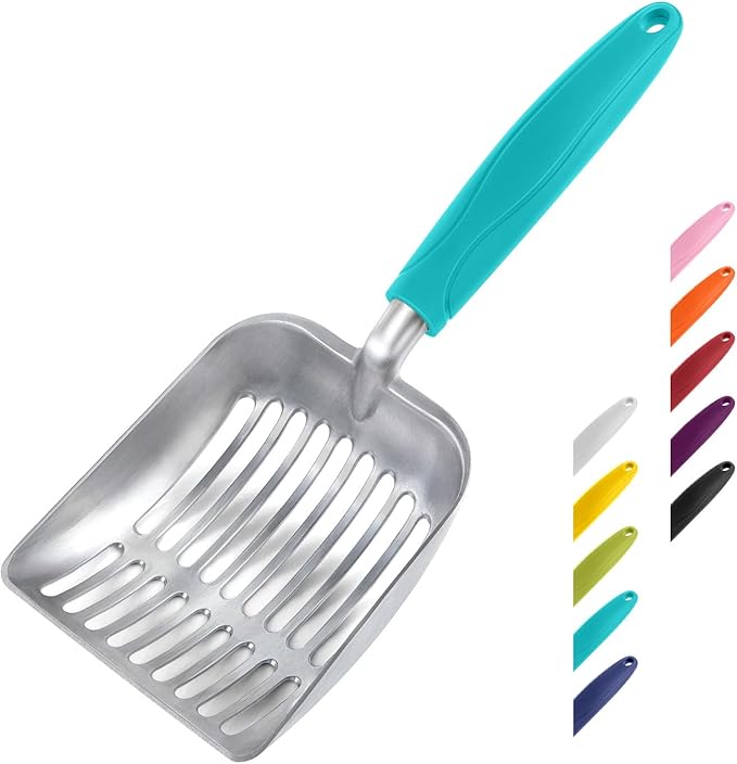 WePet Cat Litter Scoop, Aluminum Alloy Sifter, Kitty Metal Scooper, Deep Shovel, Long Handle, Poop Sifting, Kitten Pooper Lifter, Durable, Heavy Duty, for Litter Box