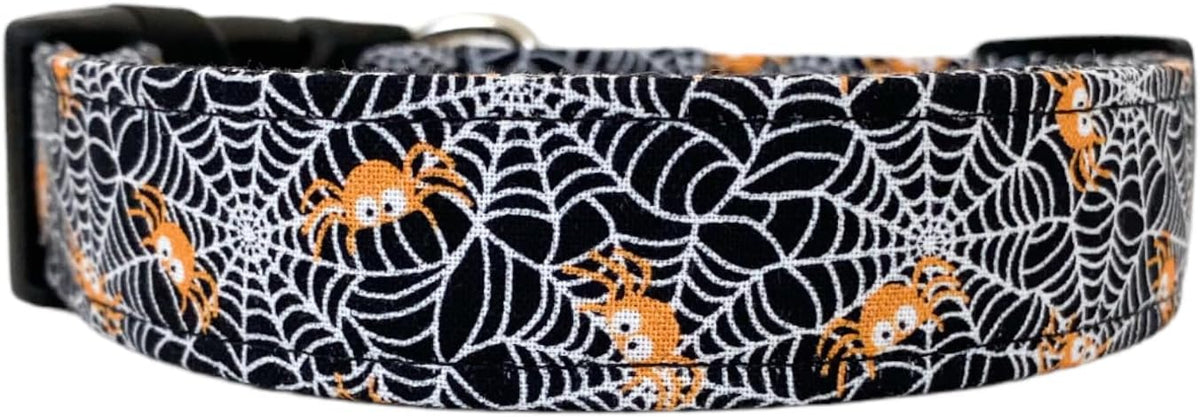 Orange Spiders Halloween Dog Collar (X-Large)
