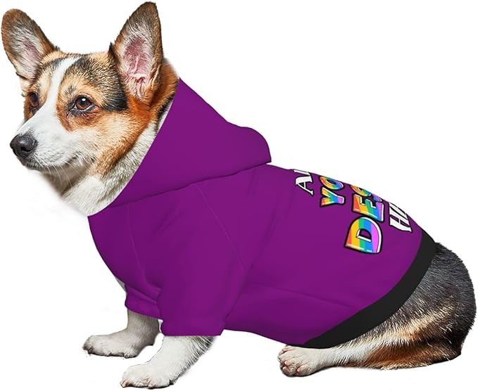 Personalized Dog Hoodie Custom Hooded Pet Warm Pullover Sweatshirt with Name Number Clothes for Chihuahua Pupppy Kitten Hoodies Puppy Soft Sweater Winter Small Dogs Cats, Purple01, L,