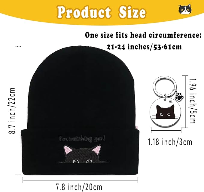 Women’s Cat Beanie, Cute Animal Knitted Hats Cat Lovers Gifts, Funny Christmas Stocking Stuffers for Women Girls