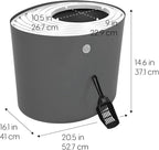 IRIS USA Cat Litter Box, Large Top Entry with Litter Catching Lid and Scoop, Dog Proof, Cat Box Enclosure, Dark Gray/White