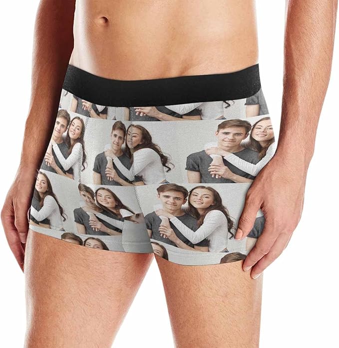 M YESCUSTOM Custom Faces Funny Short Briefs Gift for Husband Underwear