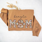 CHILLEVER Personalized Embroidered Dog Mom Sweatshirt, Dog Mama Crewneck, Gift for Mom, Pet Name On The Sleeve