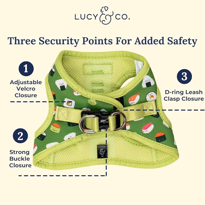 Lucy & Co. How I Roll Step-in Cat Harness & Leash Bundle – Reflective, Breathable & Adjustable Harness for Cats, Kittens & Small Dogs, Lightweight & Secure and Dual Leash Clips – Small