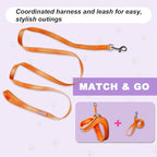 Cat Harness and Leash Set,Escape Proof Kitten Harness,Step in Adjustable Soft Lightweight,Easy Control,Reflective Strips Comfortable for Walking Travel(Orange,M)