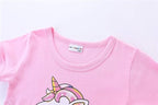 Mud Kingdom Little Girls Dresses Cotton Summer Holiday Cute Cat Dress Short Sleeve