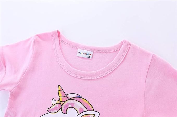 Mud Kingdom Little Girls Dresses Cotton Summer Holiday Cute Cat Dress Short Sleeve