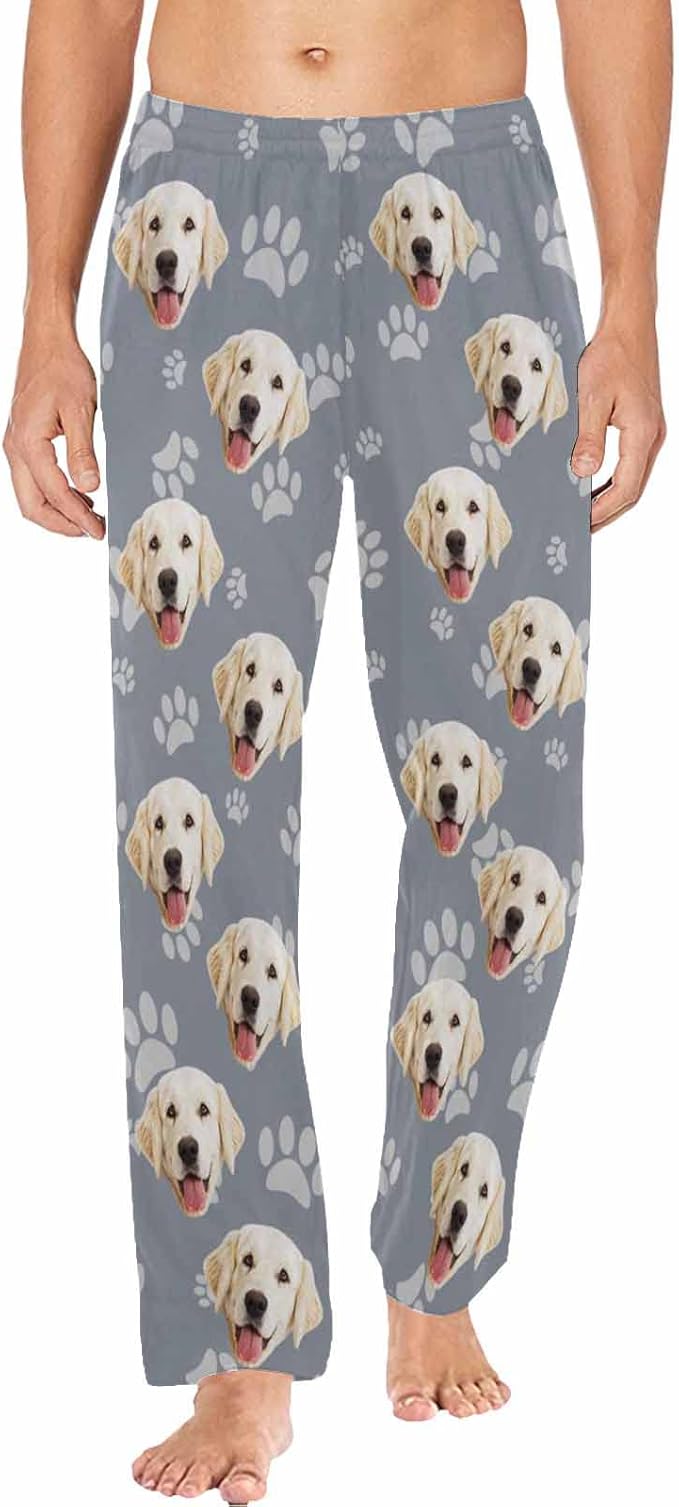 MyPupSocks Customized Face Pajamas Pants Photo Pajama Bottoms for Men S-XXL