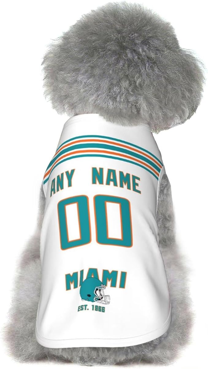 Miami Dog Clothes Jersey Pet Jersey Customized Any Name & Number S-5XL for Small Middle and Big Dogs