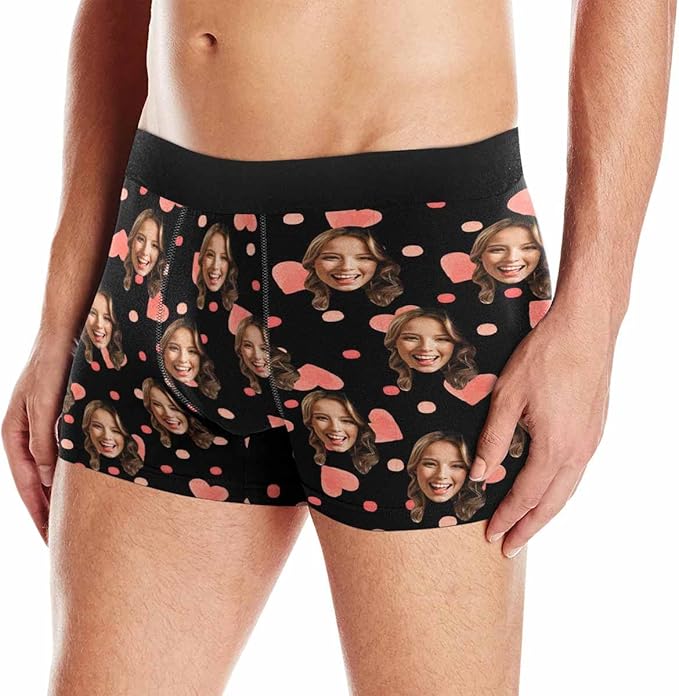 M YESCUSTOM Custom Faces Funny Short Briefs Gift for Husband Underwear