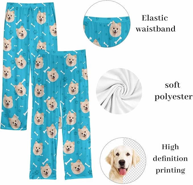 Custom Couple Pajama Pants Sock with Funny Face, Personalized PJ Anniversary Birthday Women Men Pants