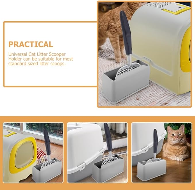 POPETPOP Durable Cat Litter Scoop Holder- Universal Litter Scooper Stand for Easy Cleaning and Storage, Plastic Cat Litter Scoop Stand for Cat Litter Box Accessories