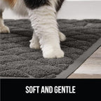 GORILLA GRIP Cat Litter Box Mat, 35x23, Water Resistant, US Designed Kitty Litter Trapping Mats, Easy to Clean, Scatter Control, Less Mess and Clean Floors, Kitten Supplies for Indoor Cats, Dark Gray