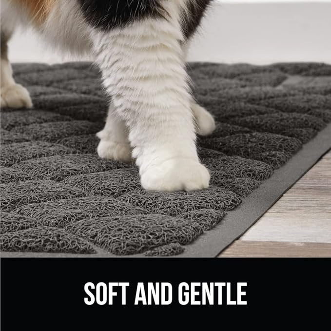 GORILLA GRIP Cat Litter Box Mat, 47x35, Water Resistant, US Designed Kitty Litter Trapping Mats, Easy to Clean, Scatter Control, Less Mess and Clean Floors, Kitten Supplies for Indoor Cats, Dark Gray