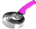Reversible Stainless Steel Curry Comb with Soft Touch Grip (Pink)