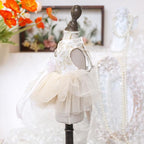 Fashion Sweet Puppy Dog Blingbling Princess Skirt Pet Dog Lace Cake Camisole Tutu Dress E-White XS