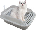 Collapsible Kitten Litter Box, Open High Sided Cat Potty Pan with Scoop Shallow Cat Toilet Anti-Splashing Low Entrance Travel Litter Box with Falling Sand Pedal for Kitty to Senior Cats