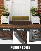 tchdio Door Mat Outdoor Indoor Entrance Doormat-Semicircular Durable Rubber Non Slip Front Door Mat for Outside Inside Entry Entryway Dirt Trapper WelcomeMat for Muddy Paws and Shoes-Brown 24”x47”